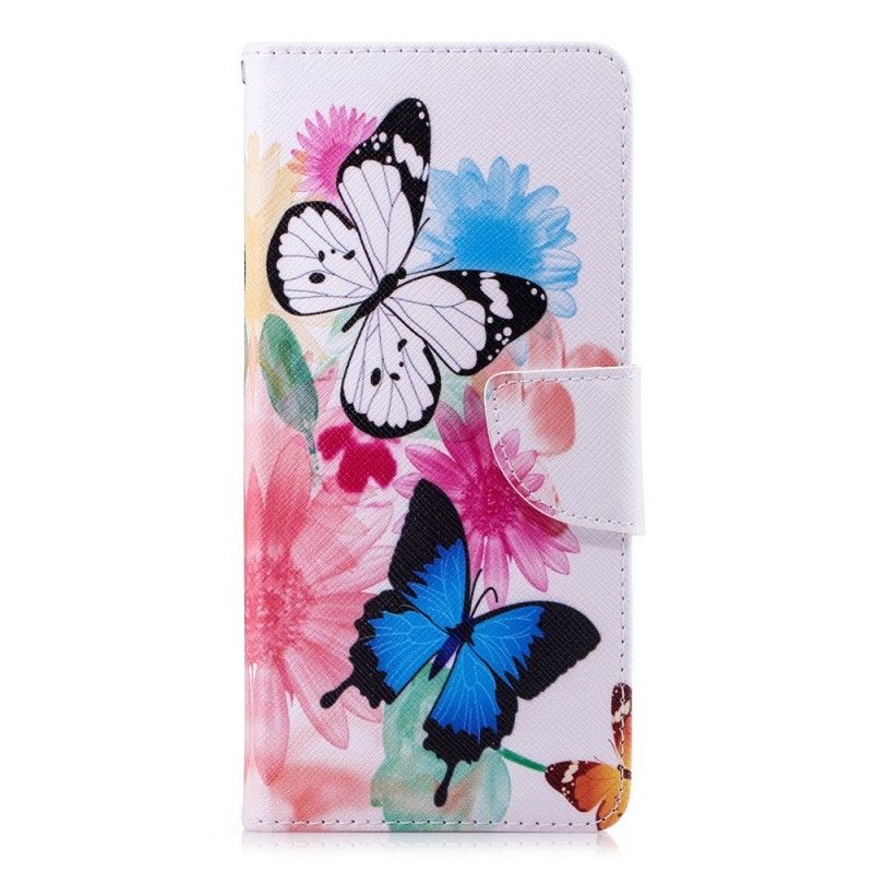 Lederhüllen Samsung Galaxy Note 9 Pink Bemalte Schmetterlinge Und Blumen