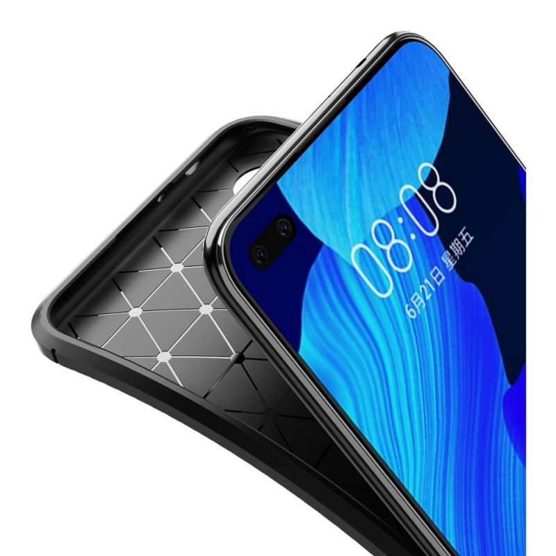 Hülle Huawei Nova 6 Schwarz Flexible Kohlefasertextur