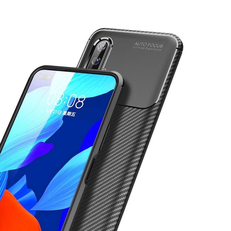 Hülle Huawei Nova 6 Schwarz Flexible Kohlefasertextur