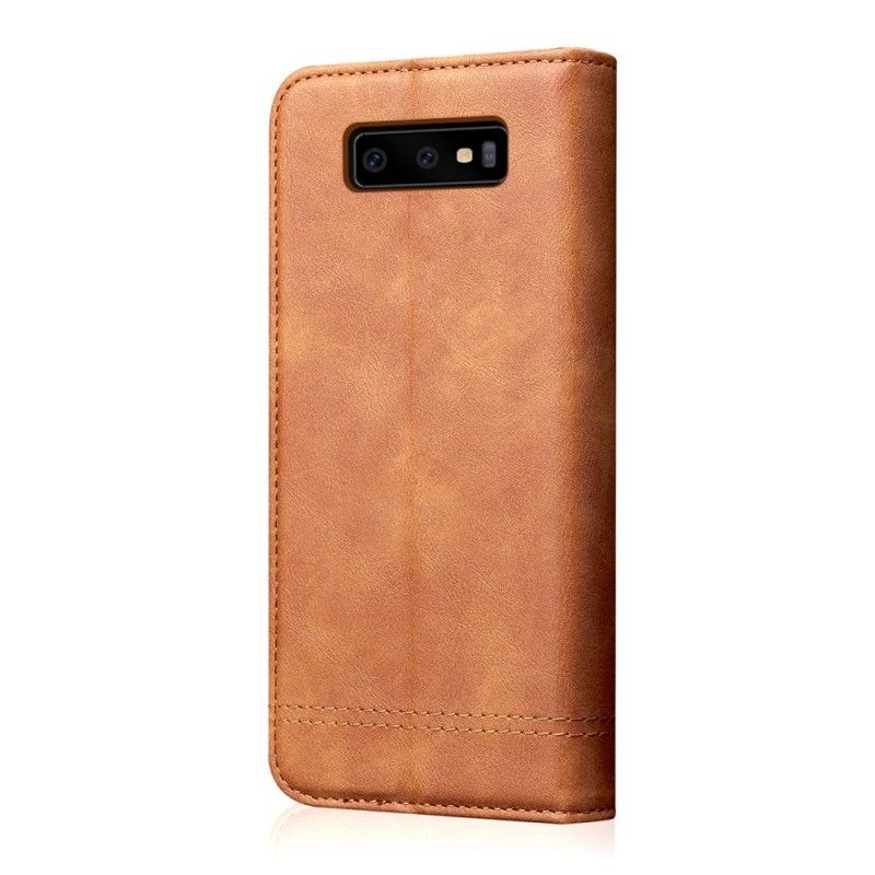 Flip Case Für Samsung Galaxy S10E Schwarz Genähter Ledereffekt