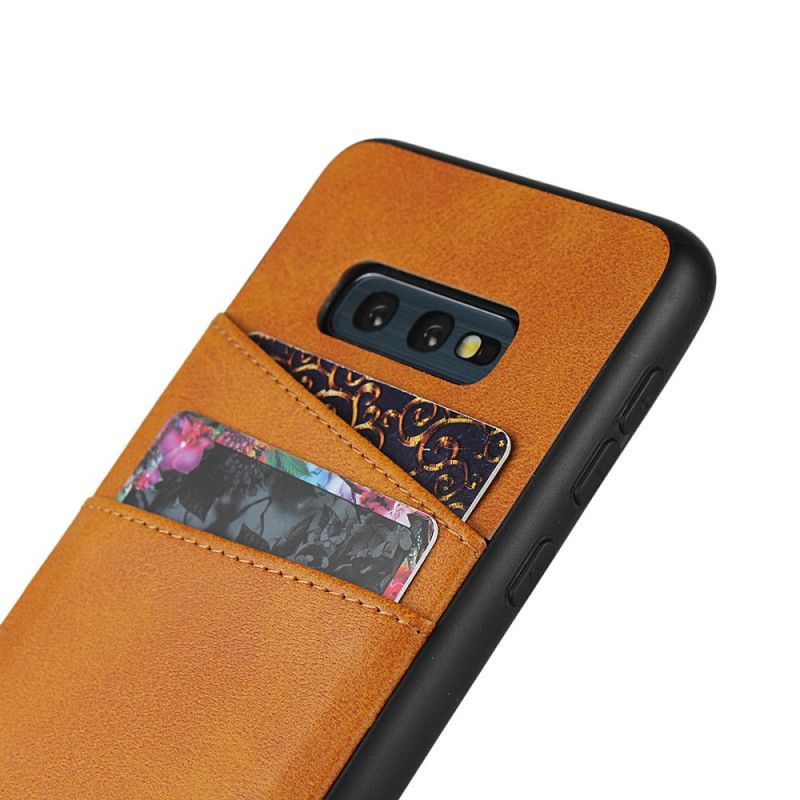 Hülle Für Samsung Galaxy S10E Rot Doppelter Kartenhalter Mit Ledertextur