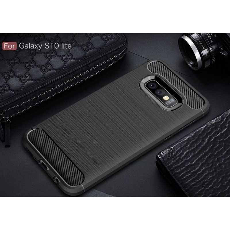 Hülle Für Samsung Galaxy S10E Schwarz Gebürstete Kohlefaser