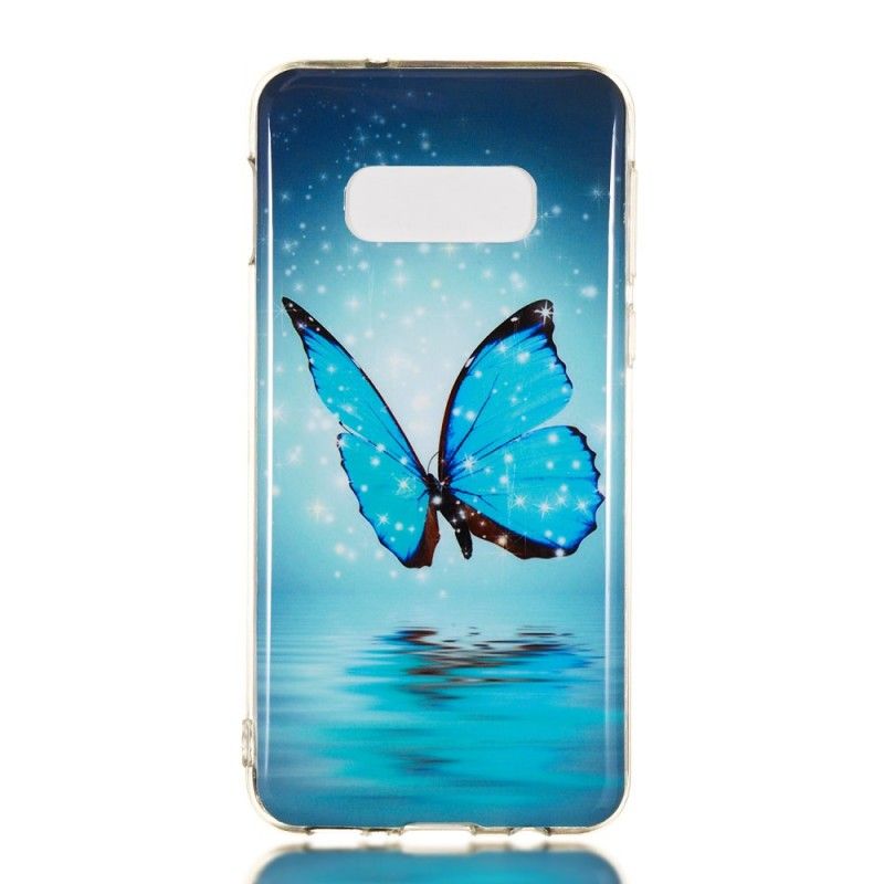 Hülle Samsung Galaxy S10E Fluoreszierender Blauer Schmetterling