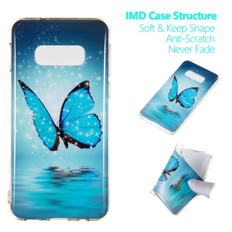 Hülle Samsung Galaxy S10E Fluoreszierender Blauer Schmetterling