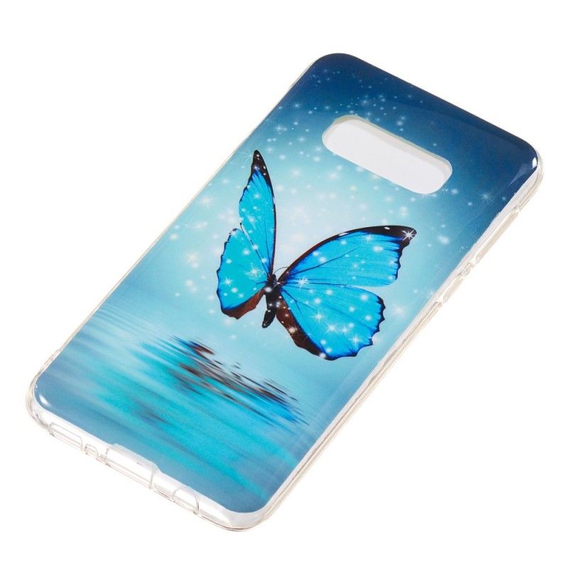 Hülle Samsung Galaxy S10E Fluoreszierender Blauer Schmetterling