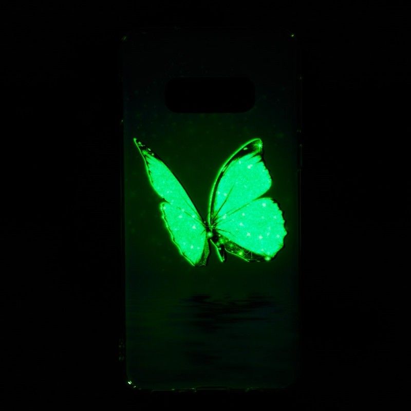 Hülle Samsung Galaxy S10E Fluoreszierender Blauer Schmetterling