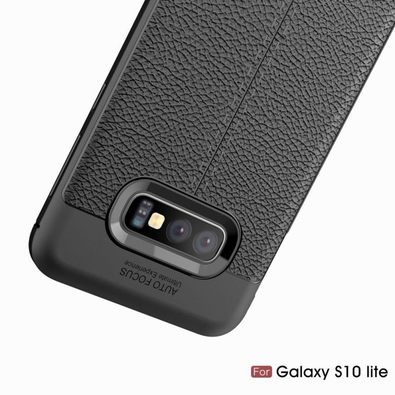 Hülle Samsung Galaxy S10E Schwarz Doppellinien-Litschileder-Effekt