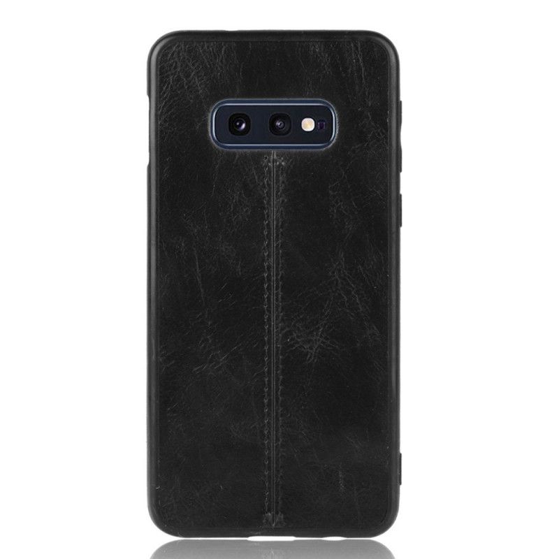 Hülle Samsung Galaxy S10E Schwarz Genähter Ledereffekt