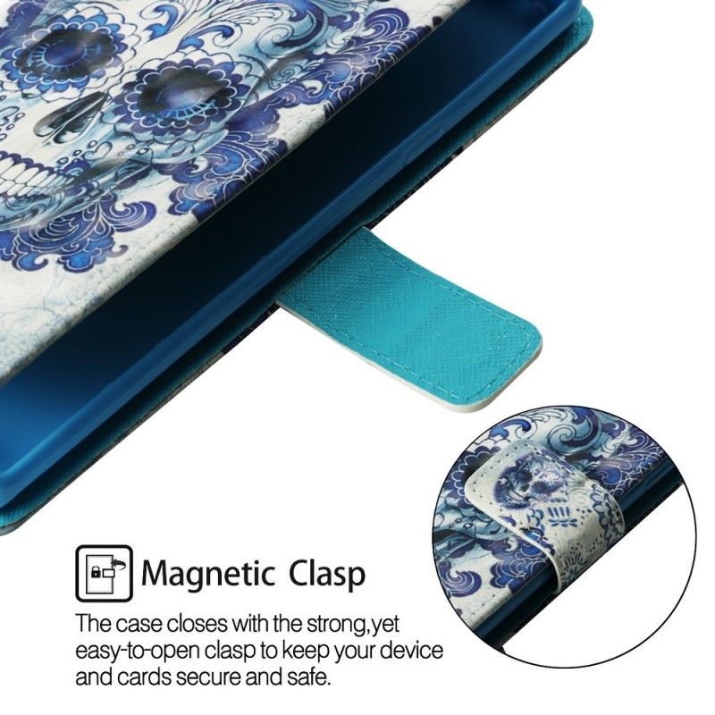 Lederhüllen Für Samsung Galaxy S10E Blauer Schädel
