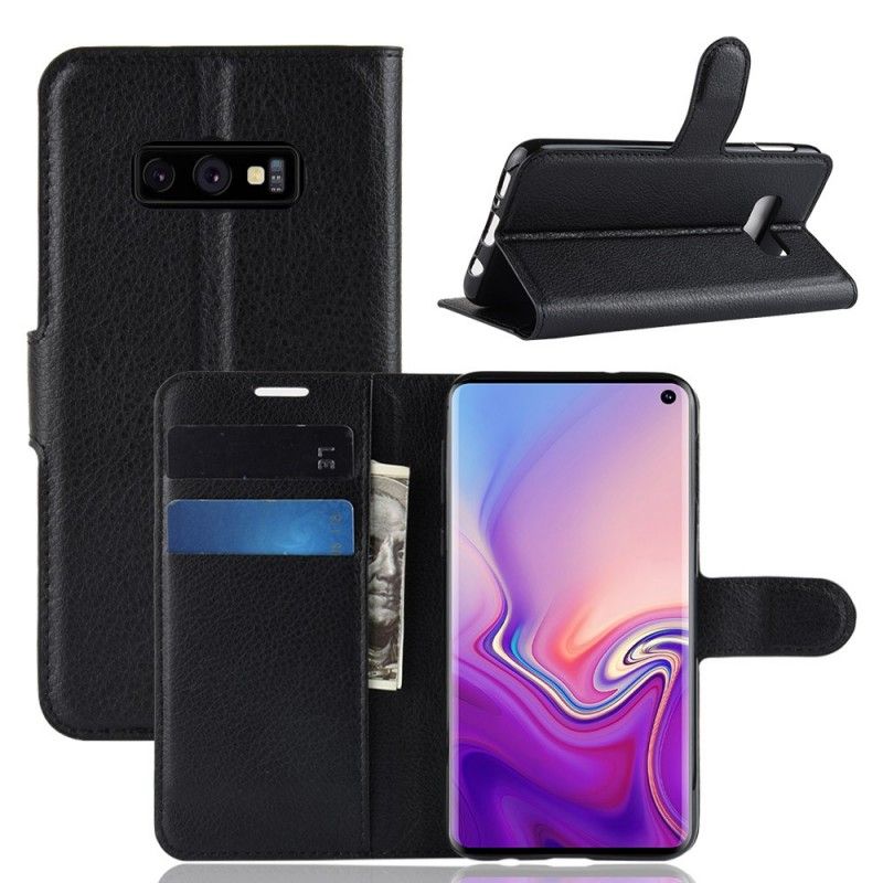 Lederhüllen Für Samsung Galaxy S10E Schwarz Retro-Kunstleder