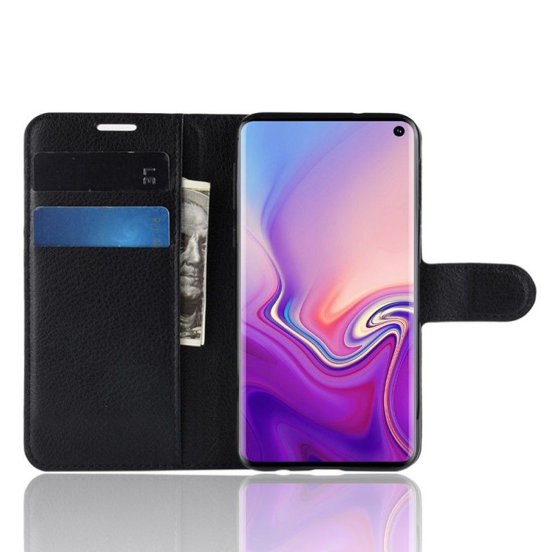 Lederhüllen Für Samsung Galaxy S10E Schwarz Retro-Kunstleder