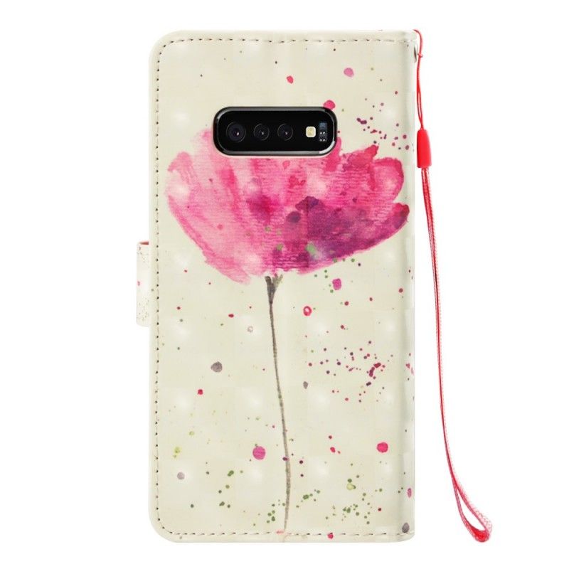 Lederhüllen Samsung Galaxy S10E Handyhülle Aquarellmohn