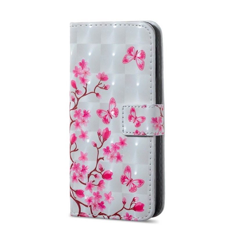Lederhüllen Samsung Galaxy S10E Handyhülle Gepolsterte Schmetterlinge Und Blumen