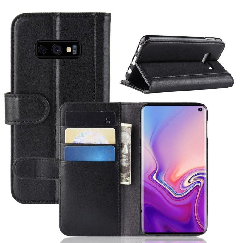 Lederhüllen Samsung Galaxy S10E Schwarz Gespaltenes Leder