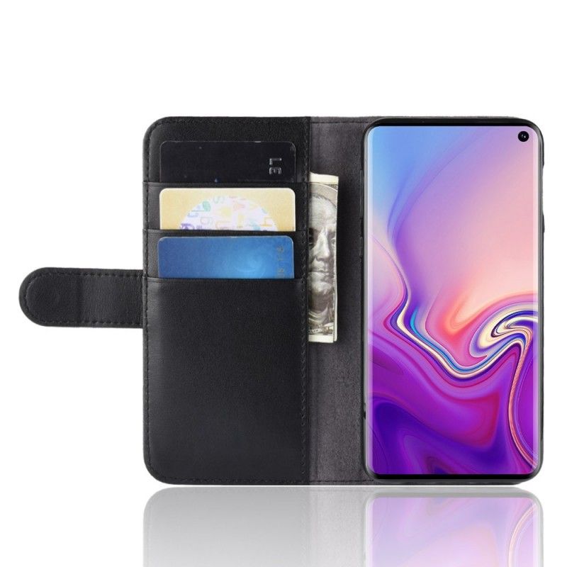 Lederhüllen Samsung Galaxy S10E Schwarz Gespaltenes Leder