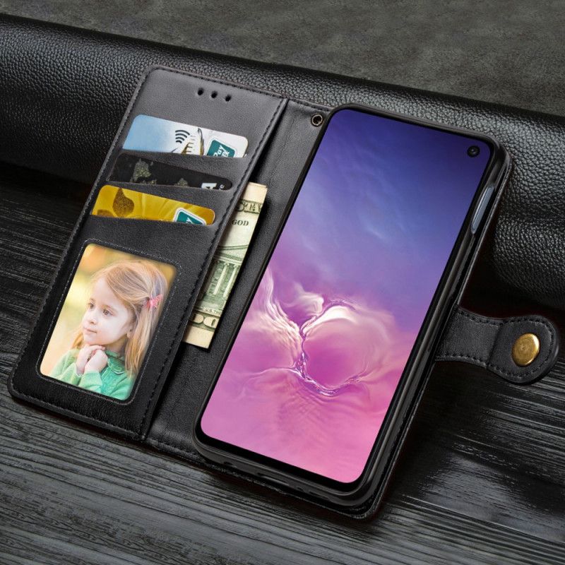 Lederhüllen Samsung Galaxy S10E Schwarz Kunstleder Und Vintage-Verschluss