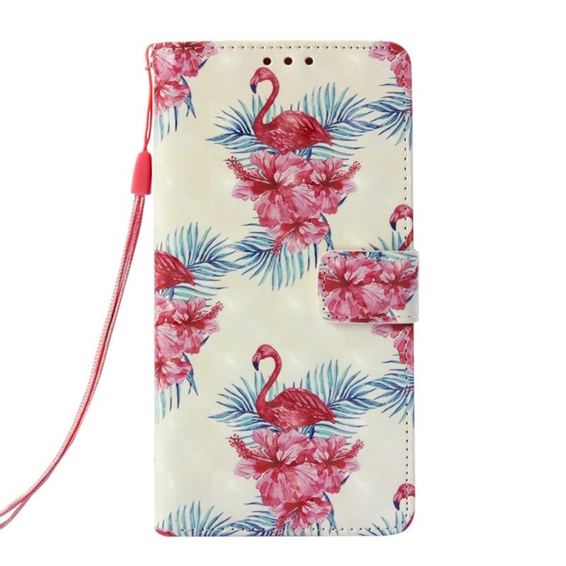 Lederhüllen Samsung Galaxy S10E Weiß Handyhülle Mehrere Flamingos