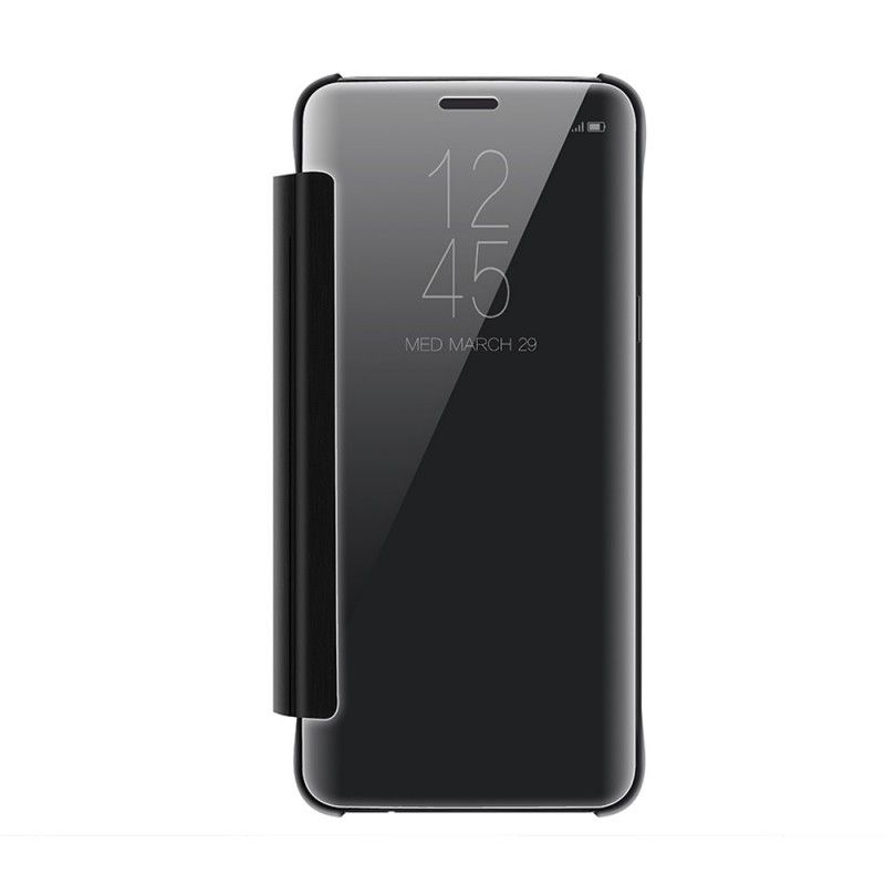 Ansichtsabdeckung Samsung Galaxy S9 Grau Spiegel Und Ledereffekt