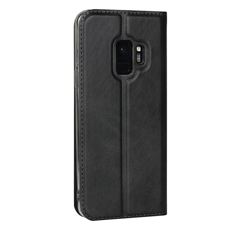 Flip Case Samsung Galaxy S9 Schwarz Klasse Kunstleder Mit Riemen