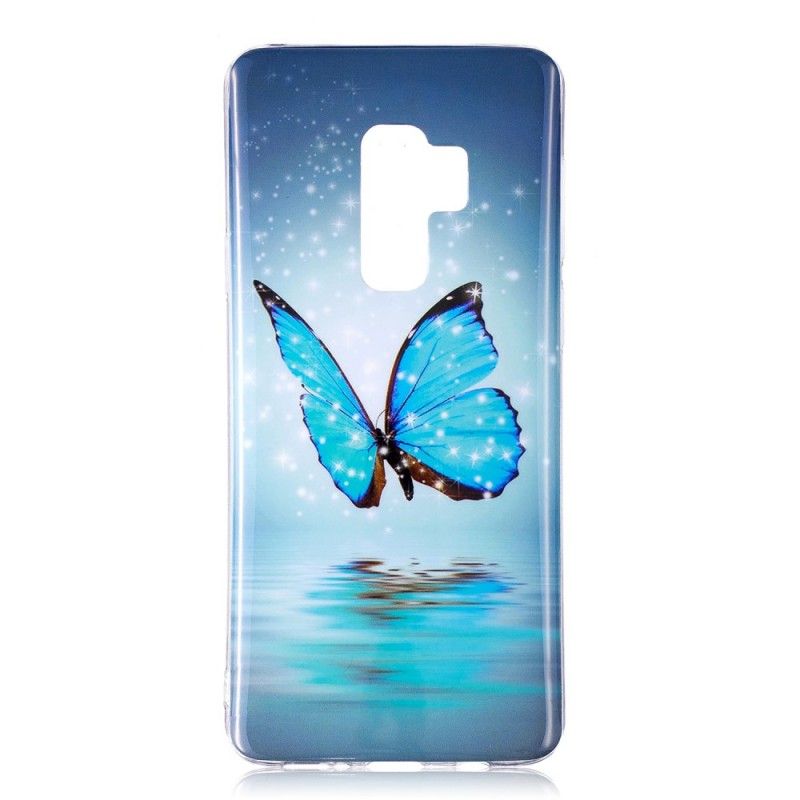 Hülle Samsung Galaxy S9 Fluoreszierender Blauer Schmetterling