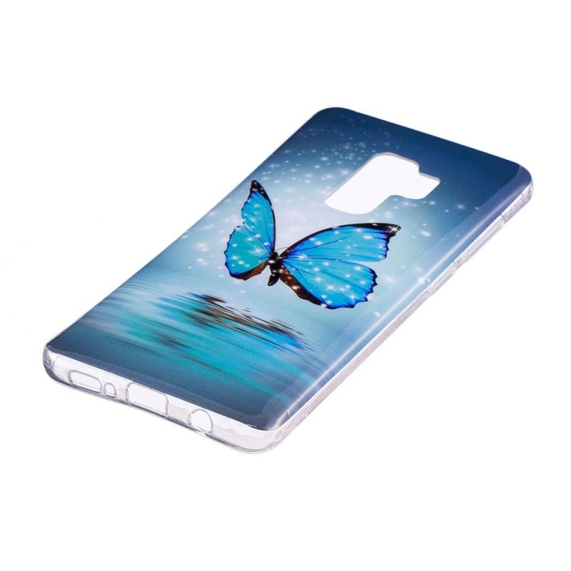 Hülle Samsung Galaxy S9 Fluoreszierender Blauer Schmetterling