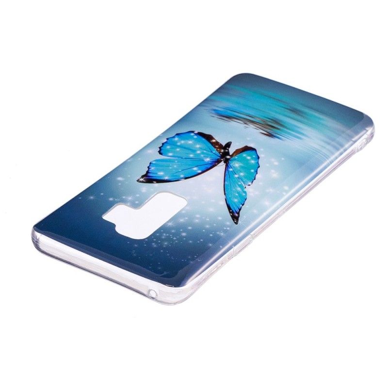 Hülle Samsung Galaxy S9 Fluoreszierender Blauer Schmetterling