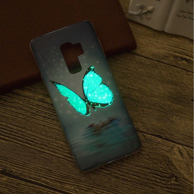 Hülle Samsung Galaxy S9 Fluoreszierender Blauer Schmetterling