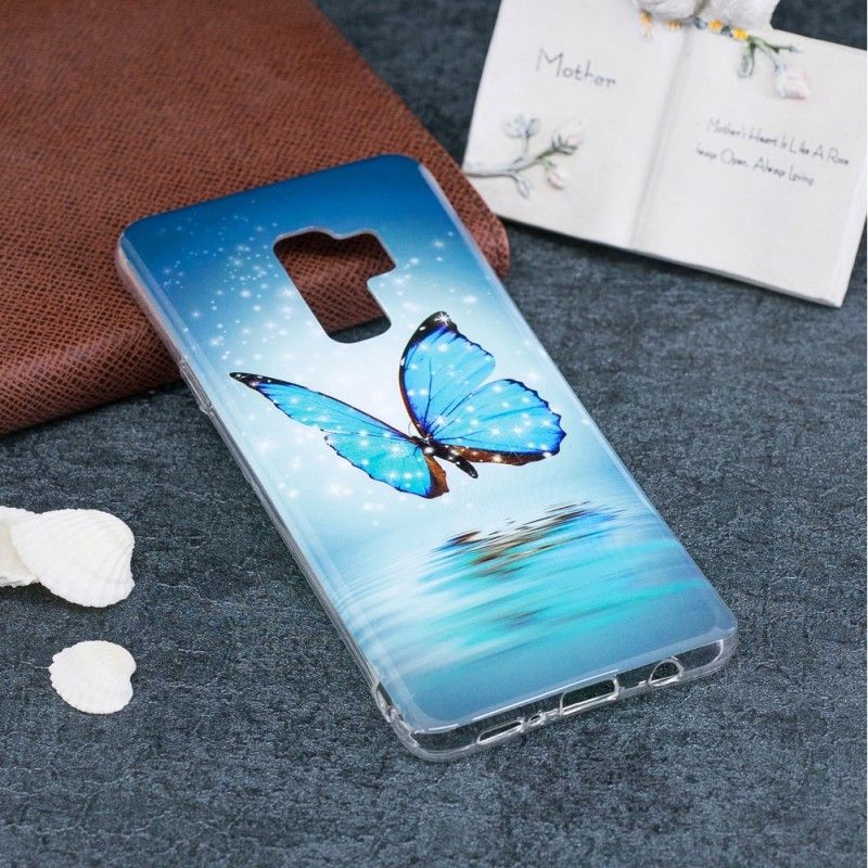 Hülle Samsung Galaxy S9 Fluoreszierender Blauer Schmetterling