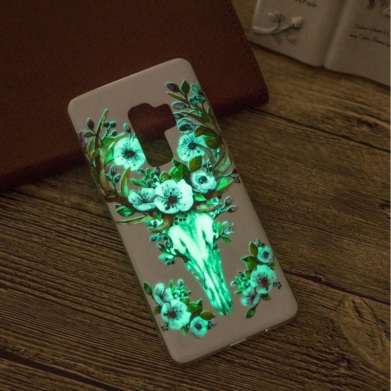 Hülle Samsung Galaxy S9 Handyhülle Fluoreszierender Blühender Elch