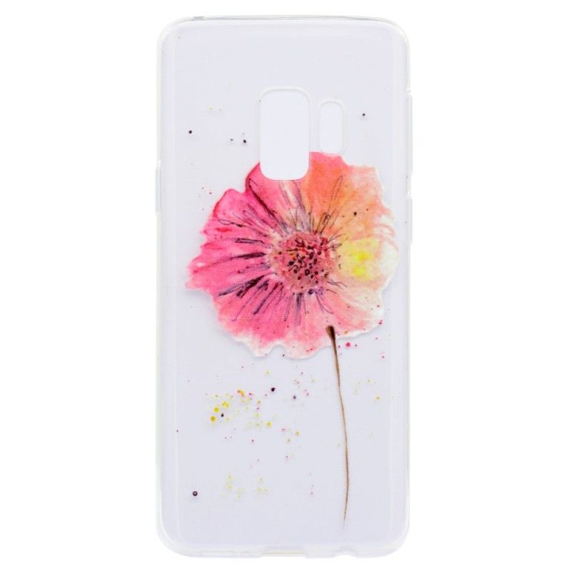 Hülle Samsung Galaxy S9 Transparente Aquarellmohnblume