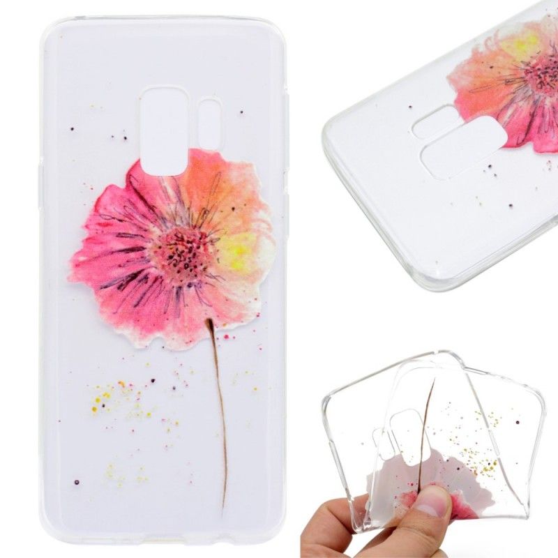 Hülle Samsung Galaxy S9 Transparente Aquarellmohnblume