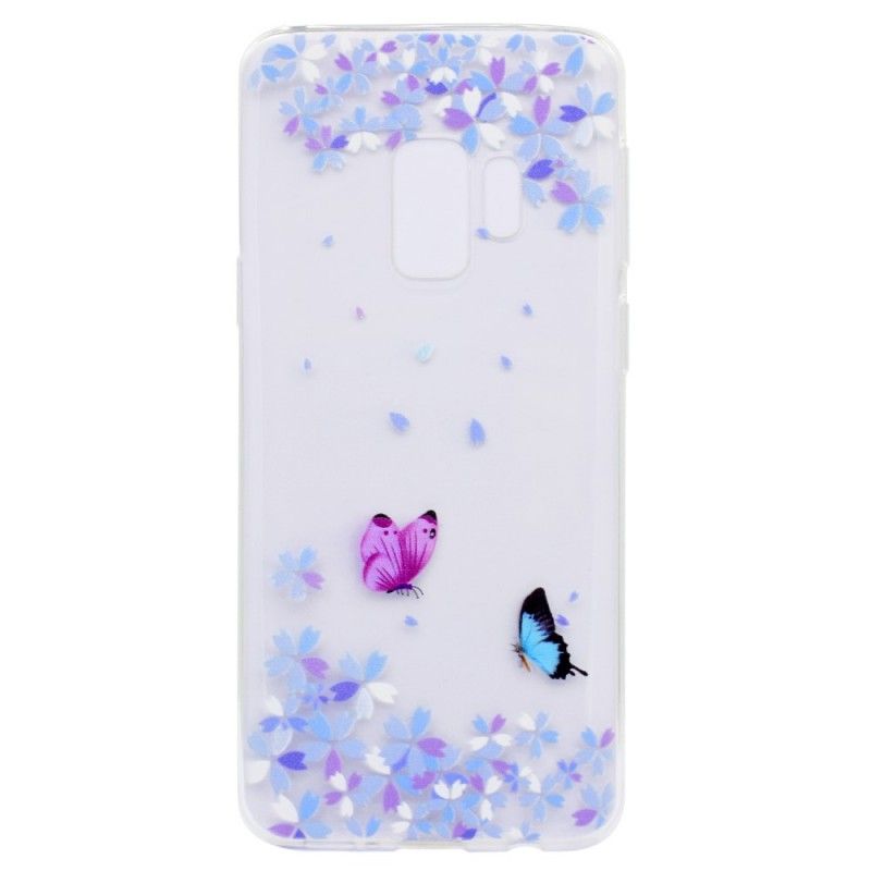 Hülle Samsung Galaxy S9 Transparente Schmetterlinge Und Blumen