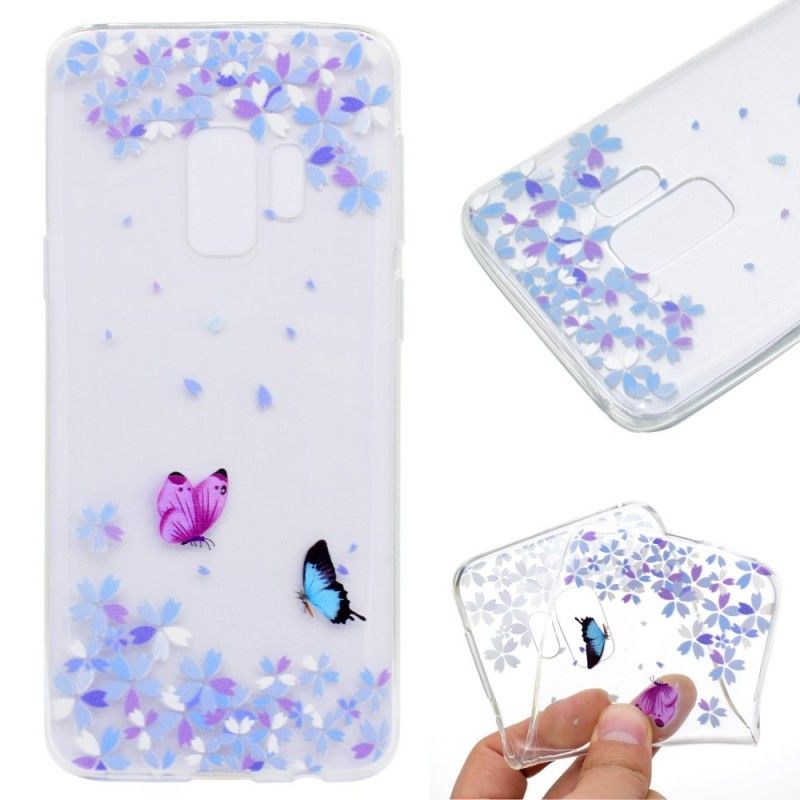 Hülle Samsung Galaxy S9 Transparente Schmetterlinge Und Blumen