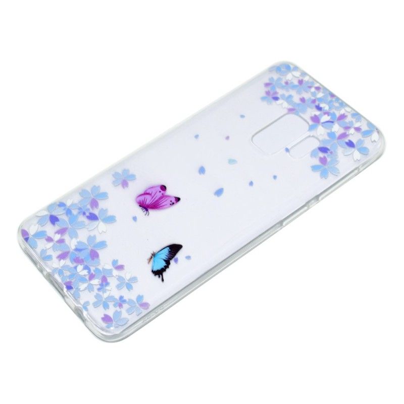 Hülle Samsung Galaxy S9 Transparente Schmetterlinge Und Blumen
