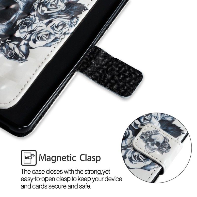 Lederhüllen Samsung Galaxy S9 3D Blumenschädel