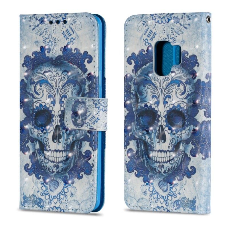 Lederhüllen Samsung Galaxy S9 Blauer Schädel