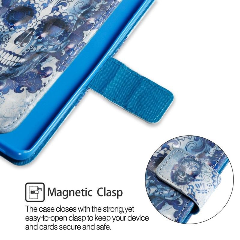 Lederhüllen Samsung Galaxy S9 Blauer Schädel
