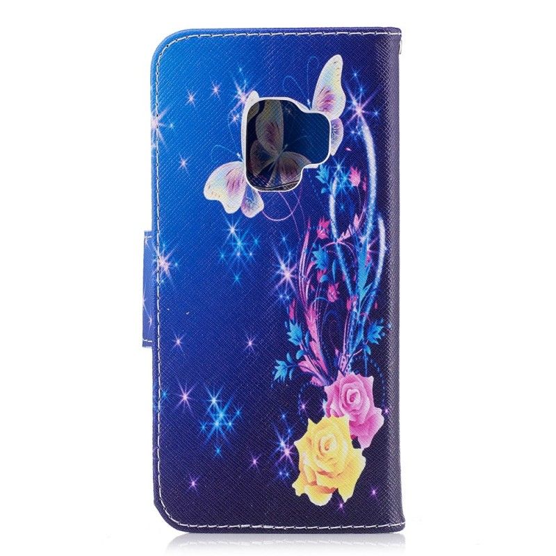 Lederhüllen Samsung Galaxy S9 Schmetterlinge In Der Nacht