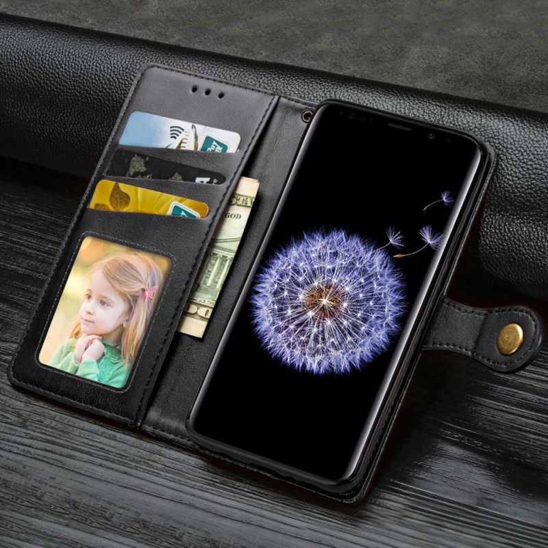 Lederhüllen Samsung Galaxy S9 Schwarz Kunstleder Und Vintage-Verschluss