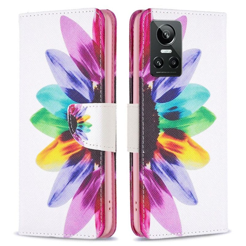 Flip Case Für Realme GT Neo 3 Mehrfarbige Sonnenblume