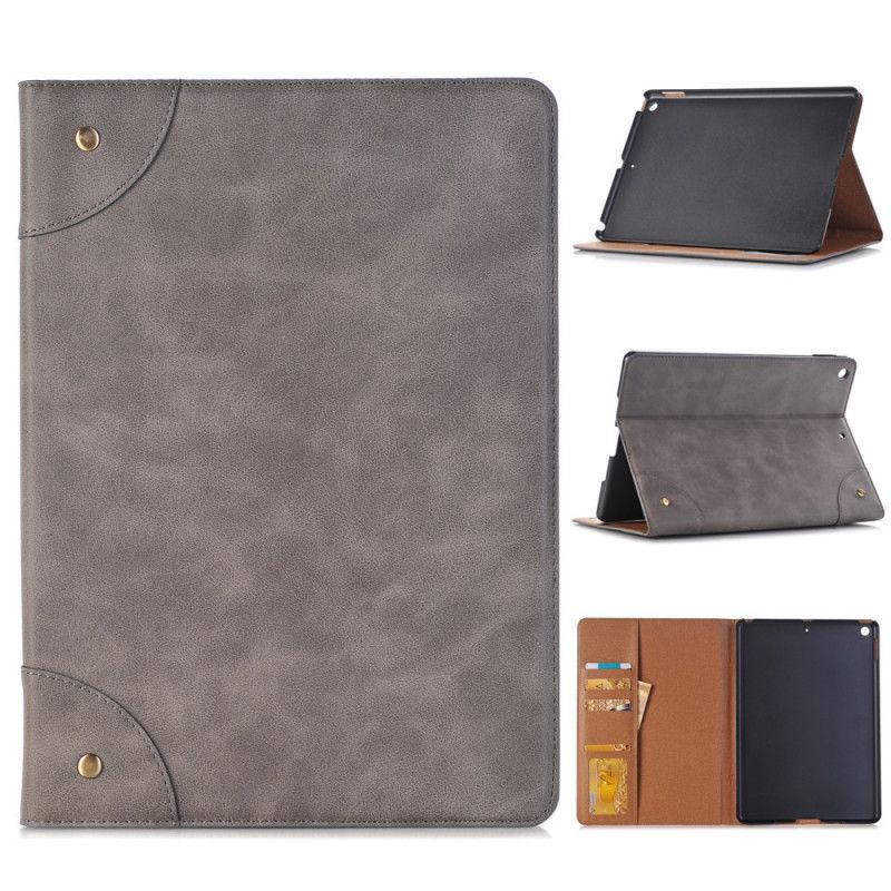 Case iPad 10.2" (2019) (2020) Schwarz Retro-Ledereffekt Mit Nieten