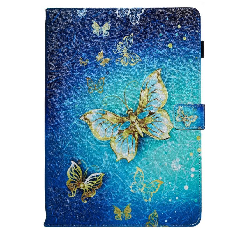 Lederhüllen Für iPad 10.2" (2019) (2020) Schwarz Goldene Schmetterlinge