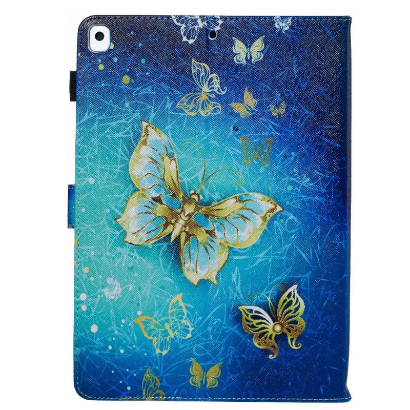Lederhüllen Für iPad 10.2" (2019) (2020) Schwarz Goldene Schmetterlinge