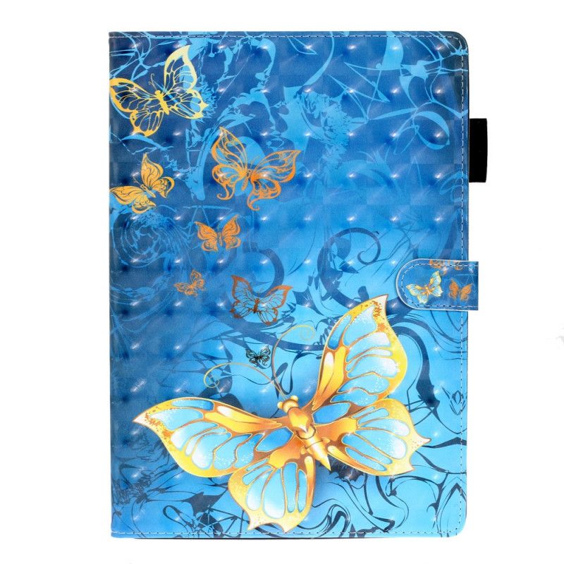 Lederhüllen iPad 10.2" (2019) (2020) Hellblau Goldene Schmetterlinge