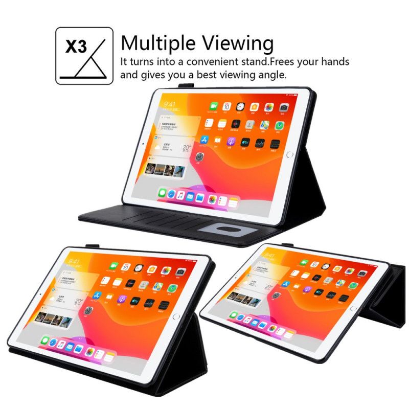 Lederhüllen iPad 10.2" (2019) (2020) Schwarz Handyhülle Freisprechunterstützung Aus Kunstleder