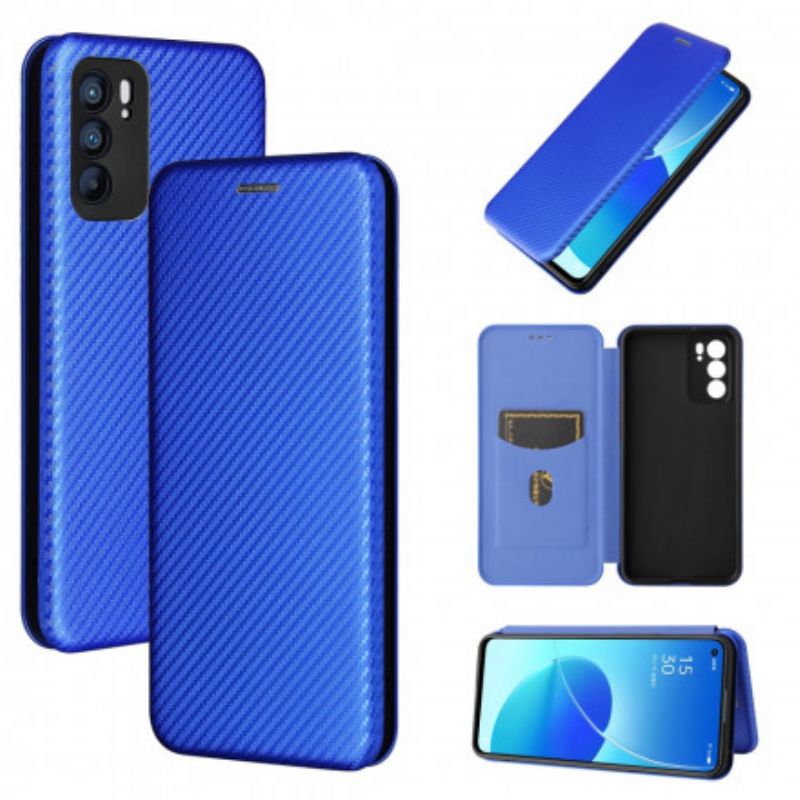 Flip Case Für Oppo Reno 6 5g Farbiges Carbon-silikon