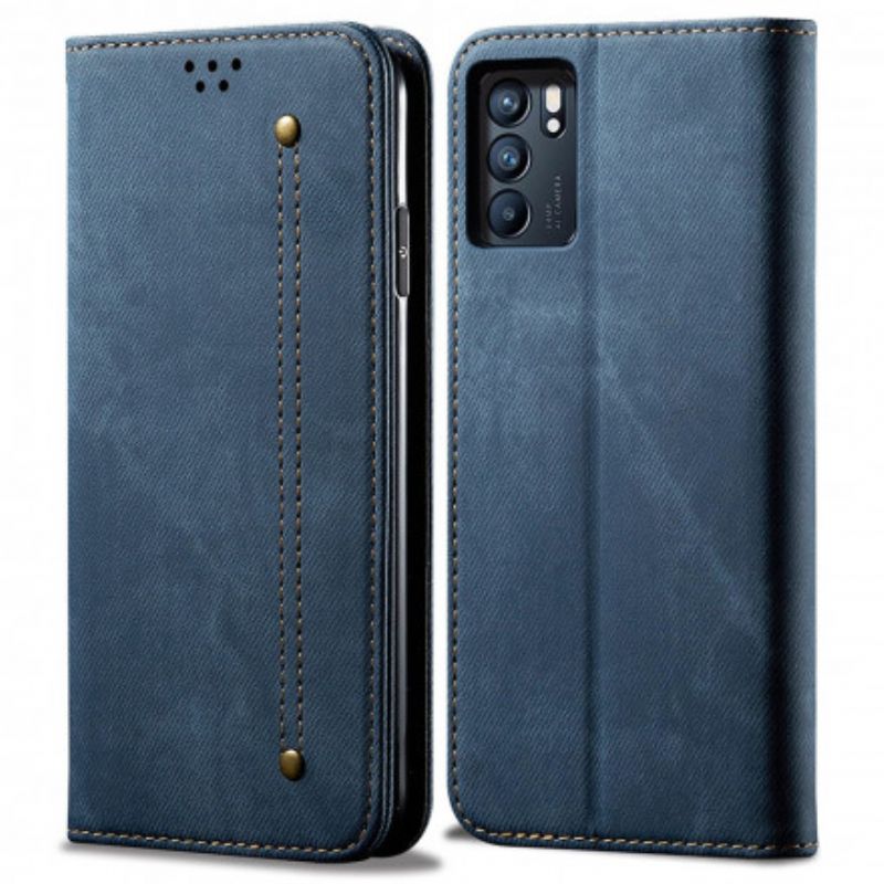 Flip Case Oppo Reno 6 5g Jeansstoff