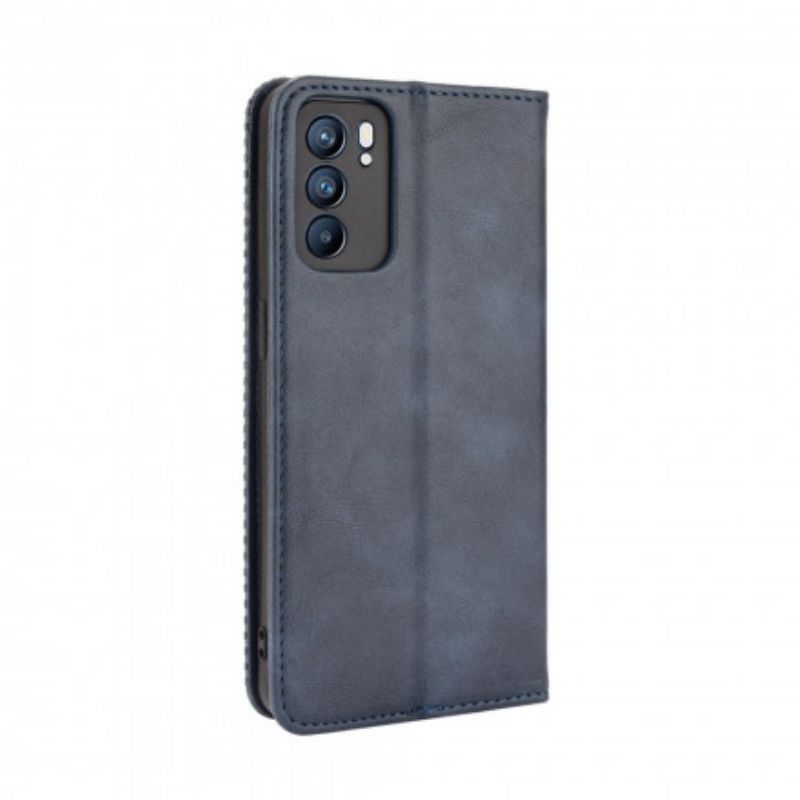 Flip Case Oppo Reno 6 5g Stilisierter Vintage-ledereffekt
