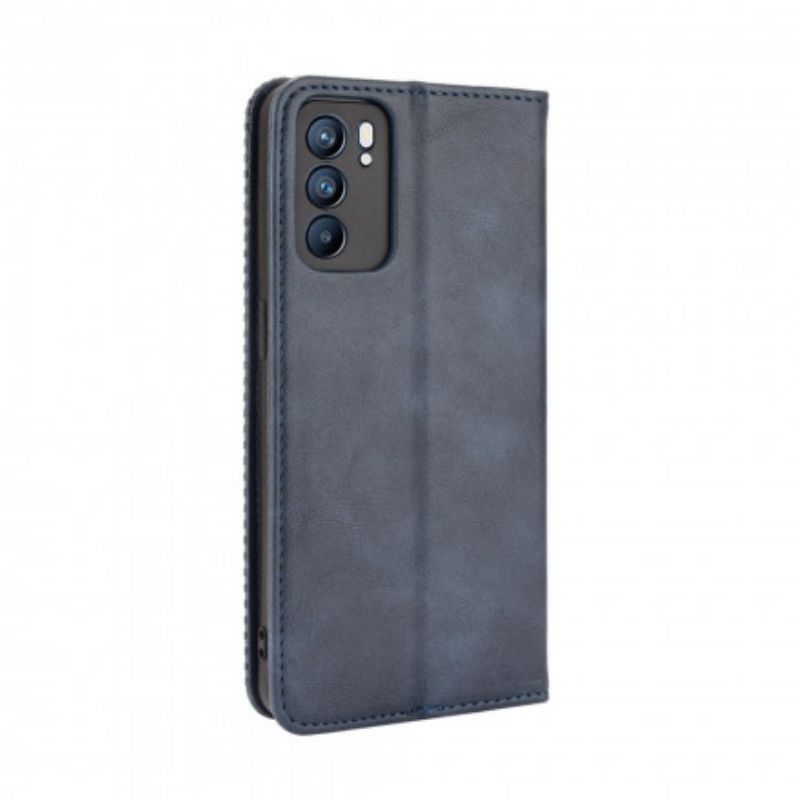 Flip Case Oppo Reno 6 5g Stilisierter Vintage-ledereffekt