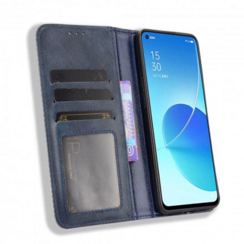 Flip Case Oppo Reno 6 5g Stilisierter Vintage-ledereffekt